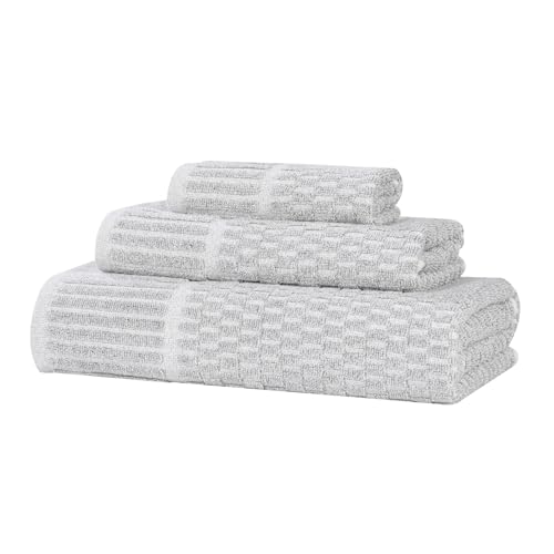 Juno Viscose Cotton Blend Medium Weight Towels (3 Piece Towel Set / Platinum)