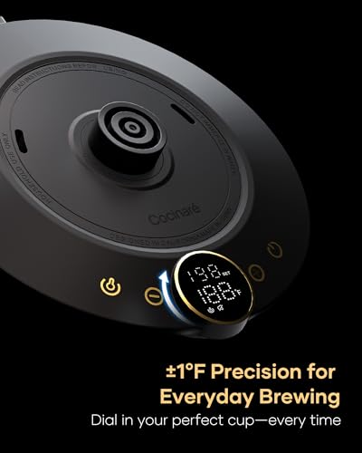 FLOW B9 Gooseneck Electric Kettle ±1°F Temperature Control (Goya Walnut)