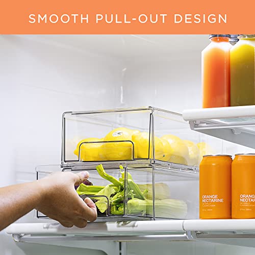 Clear Stackable Storage Drawers for Refrigerator (4 Pack / Medium)