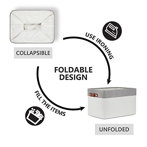 Storage Baskets for Organizing (Grey&White / L-15"x11"x9.5")