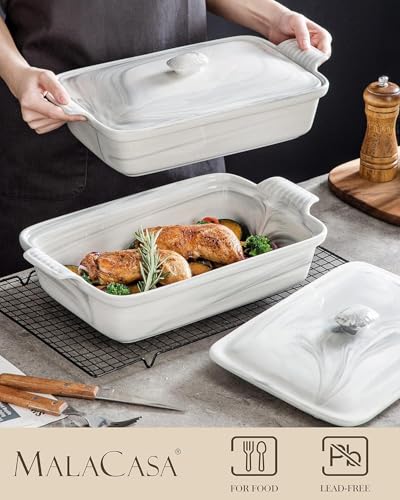 4.4 Qt Large Casserole Dish with Lid (4.4 QT - Marble Grey)