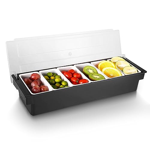 Ice Chilled Condiment Caddy with 6 Removable Trays and Lids (6 Compartment)