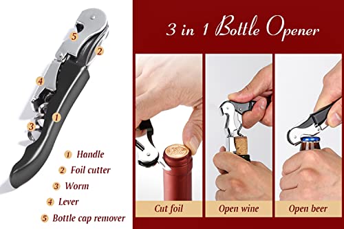 Professional Waiter Corkscrew Wine Openers Set (4 Count)