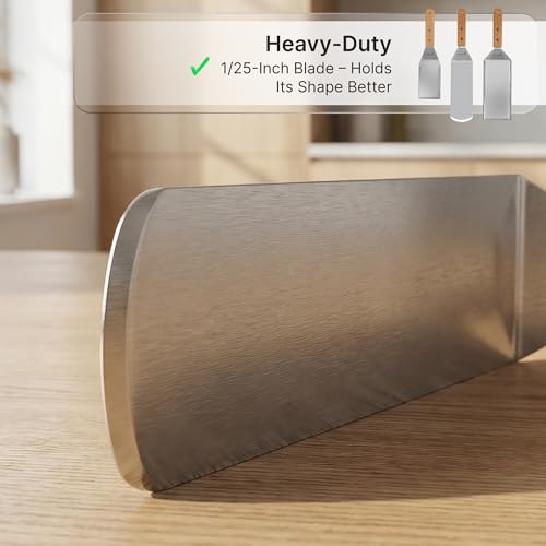 Stainless Steel Metal Spatula Set (Wooden handle set)