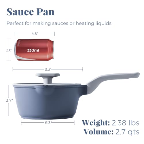 Nonstick Saucepan with Lid (2.7 Quarts / Gray)