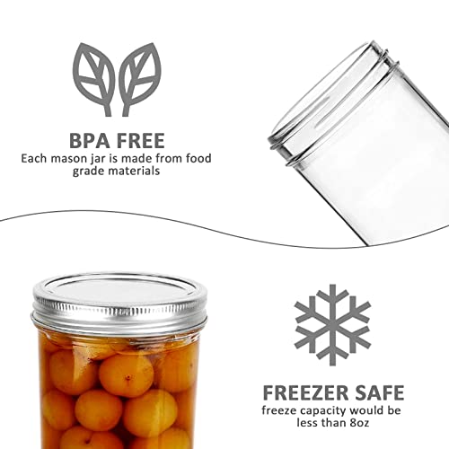 Mason Jars 15 PACK 8 OZ Canning Jars Jelly Jars With Regular Lids