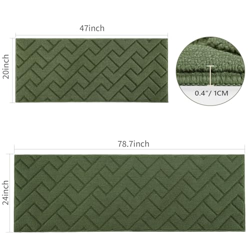 Kitchen Runner Rug (Green / 24"x79"+20"x48")
