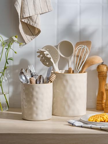 Ceramic Utensil Holder (Vanilla White)