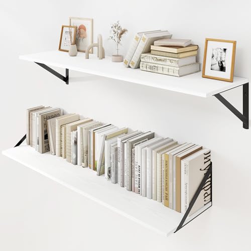 White Deep Floating Shelves for Wall
