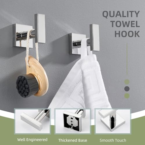 Towel Hooks for Bathroom (Polished Chrome)