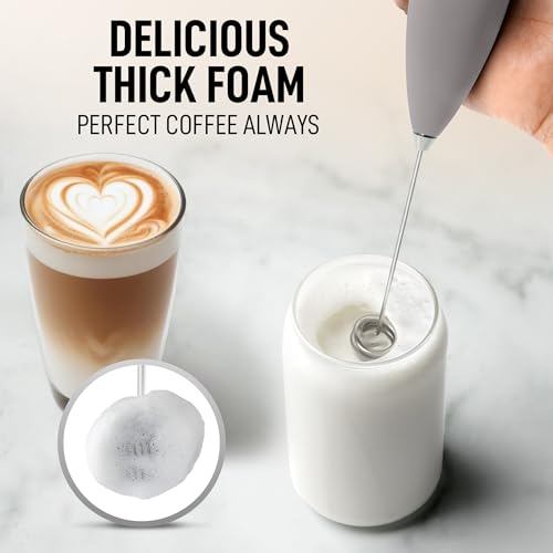 Powerful Milk Frother Wand With Duracell Batteries (All Must Go Slate Stone / Double Whisk + Batteries)