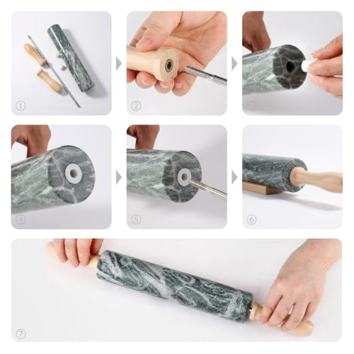 Natural Green Marble Rolling Pin (Natural Green Marble with Pastry Mat)