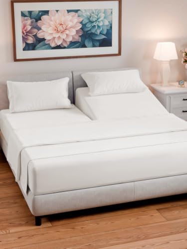 Flex Top Split Head King 4 Piece Sheet Set (02 - Antique White / Split Head/Flex Top)