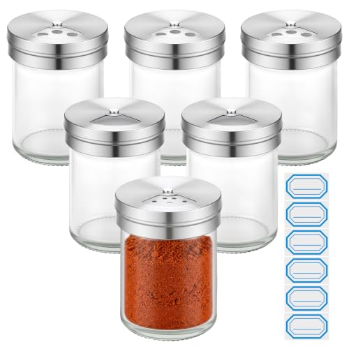 6 Pack 1.7oz Salt Shakers Adjustable Metal Lids (1.7oz / 50ml)