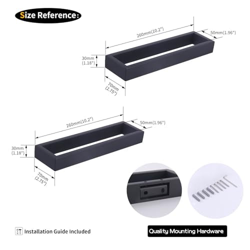 Modern Black Towel Holder Stainless Steel Towel Ring for Bathroom Lavatory Wall Mount Contemporary Style 2 Pack HG1716 (Black)