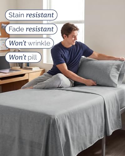 Twin XL 3 Piece Sheet Set (40 - Heathered Grey / Twin XL)