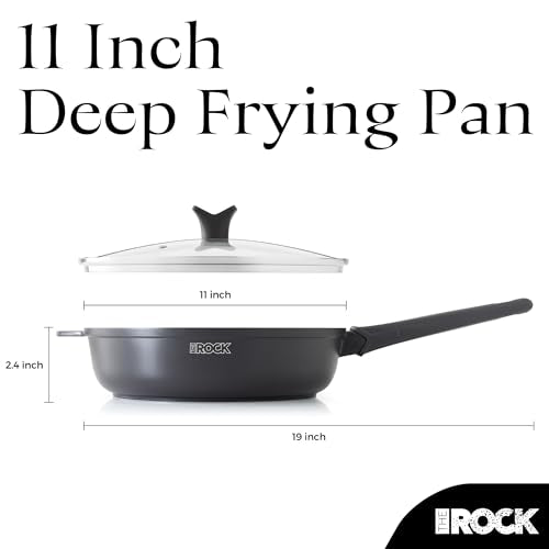 SOHO 4 Qt Nonstick Deep Frying Pan Skillet with Glass Lid (Granite Black / 11 Inch)
