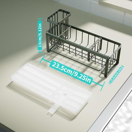 Sponge Holder for Kitchen Sink (Green / with Dishcloth Holder)