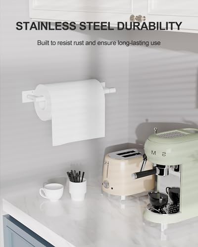 White Paper Towel Holder Under Cabinet Self Adhesive or Wall Mount