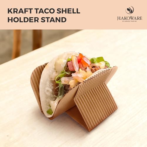 Disposable Kraft Paper Taco Holder Stand Food Tray Plates for Tacos & Pita