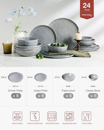 Porcelain Dinnerware Set for 6 (Sleek Grey / Set(24pcs))