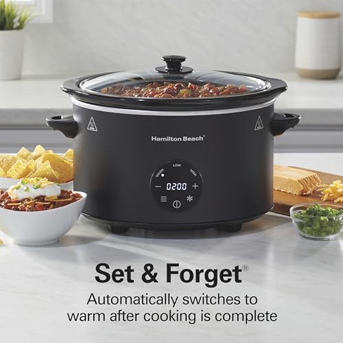 6 Quart Set & Forget Programmable Slow Cooker (6 Quarts, Flexible Programming, Black)