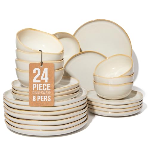 Large Holiday Dinnerware Sets for 8 (Yellow White / Set (24pcs))