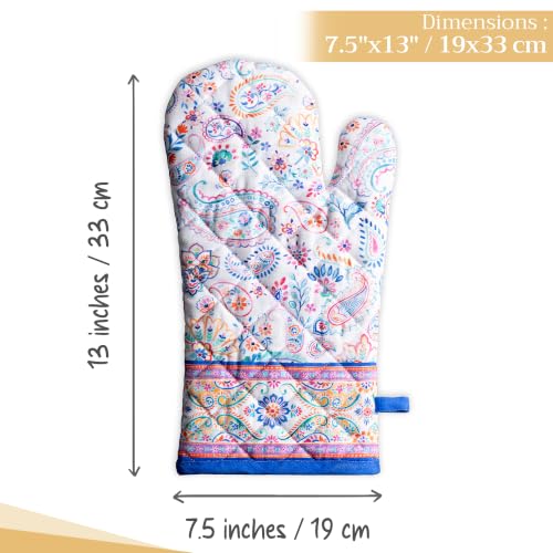 Maison d'Hermine Oven Gloves 100% Cotton Oven Mitt (083 - Indian Floral / 7.5" x 13" (Oven Mitt))