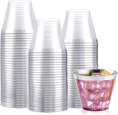 100PCS Silver Plastic Cups (9-Silver-100)