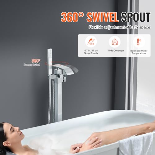 Freestanding Bathtub Faucet (Waterfall / Brushed Nickel)