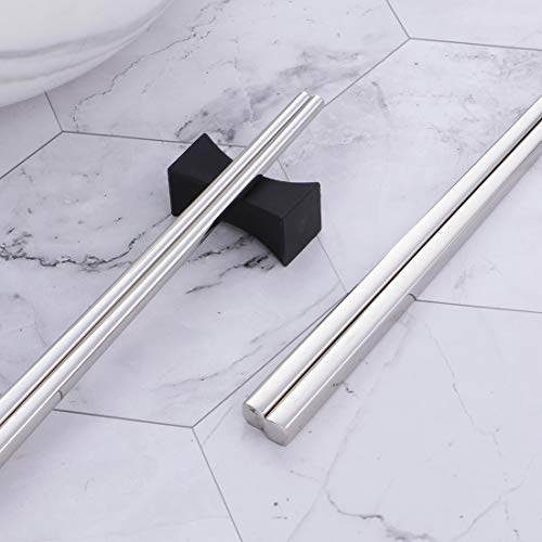 5 Pair Silver Stainless Steel Chopsticks (Silver)