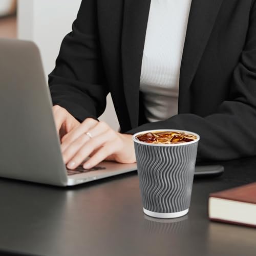 120 Pack 10 oz Coffee Cups Disposable Insulated Paper Cup Gray (Gray / 10 oz-120)