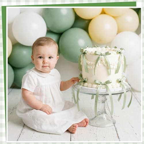 30 Pack Sage Green Bow Cake Toppers Ribbon Bows for Cake (Sage Green)