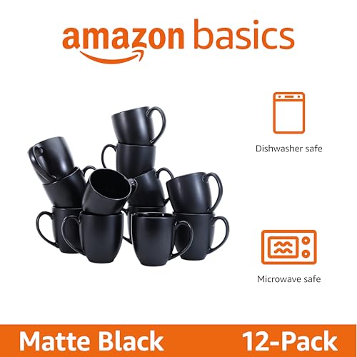 12 Pack Matte Black Ceramic Coffee Mug