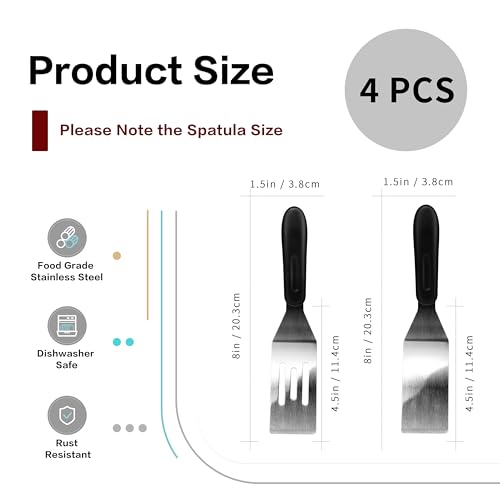 Small Spatula Mini Stainless Steel Serving Metal Spatula Set of 4 (4 PCS)