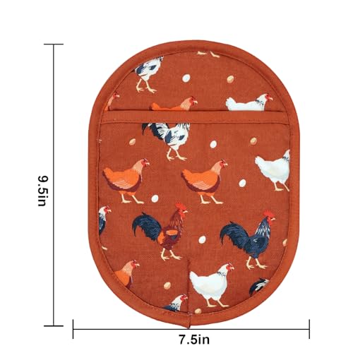 Pot Holders with Transparent Clear Silicone Shell and Nice Rooster Flower (Potholders / Rooster Flower)