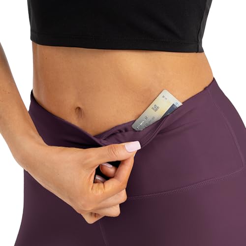 High Waist Butt Lifting Leggings for Women Buttery Soft Breathable Yoga Pants with Hidden Pocket Tummy Control Gym Maroon (Large / Maroon)