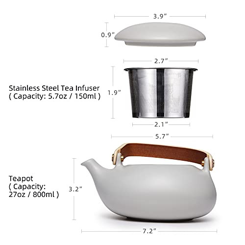 Ceramic Teapot with Infuser (02-Grey Teapot)