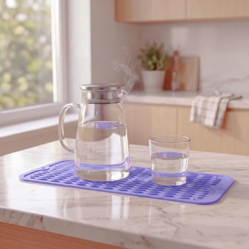 Silicone Dish Drying Mat for Multiple Usage (Light Purple / 17"L x 6"W)