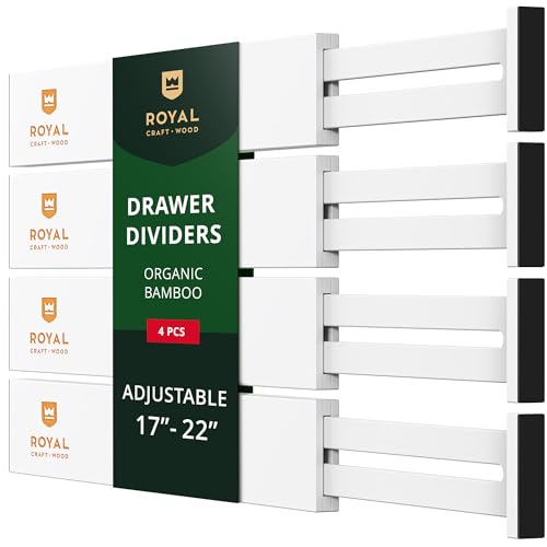 Bamboo Drawer Dividers Organizers (Large (up to 22") / White)