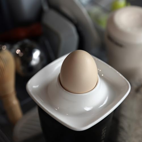 Ceramics White Egg Cups for Hard Boiled Eggs Set 6pcs