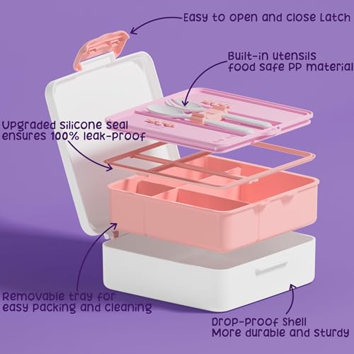 Kids Bento Snack Lunch Box with Thermo Insulated Toddler Lunch Bag