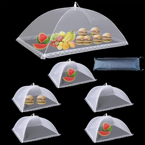 Mesh Food Covers for Outdoors (1 Pack 40"X24" + 5 Pack 17"X17")