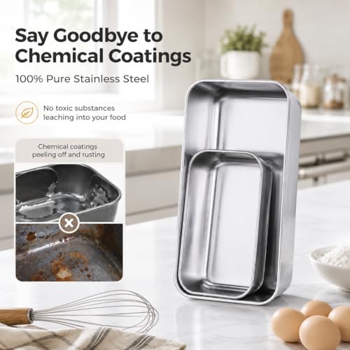 Loaf Pan Set 9x5Inch Bread Pans & 6.3x3.5Inch Mini Bread Baking Pan (Silver / Medium & Small)