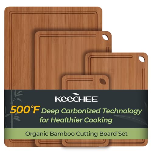 Wood Cutting Board 4 (4-Piece / Carbonized Bamboo (Brown))