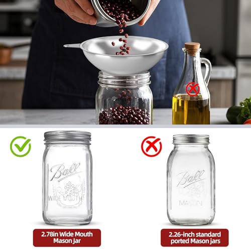 Stainless Steel Metal Canning Funnel with Removable Strainer