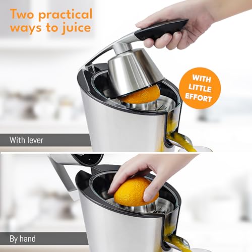 Stainless Steel Electric Orange Juicer 200W I Incl. Stainless Steel Cone & BPA