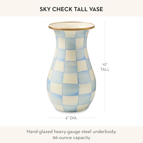 Enamel Tall Vase (Sky Check)