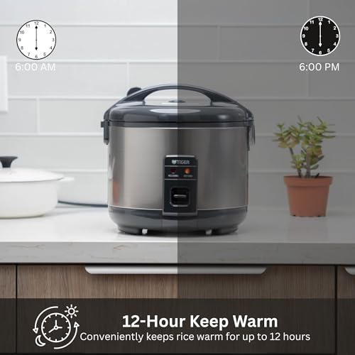 JNP-S15U-US 8 Cup Capacity White Rice Cooker with Non-Stick Inner Pot, Retractable Power Cord, and Keep Warm up to 12 hours (Urban Satin)