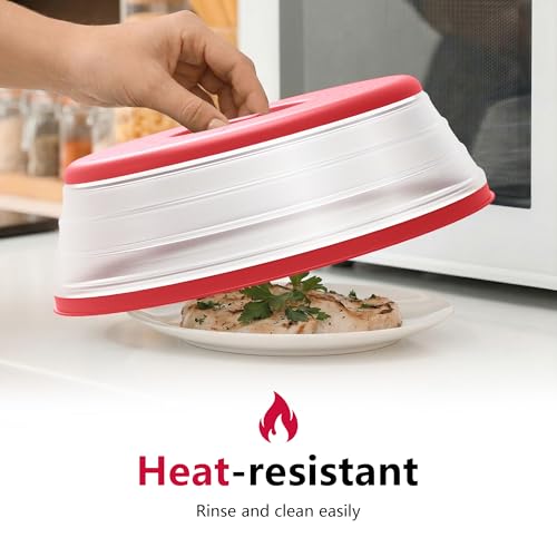 Microwave Splatter Cover Vented for Food with Hook Hole (Red / M(11"x3.26")-Pack of 1)